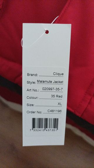 Parka roja nueva Clique Malamute Expedition