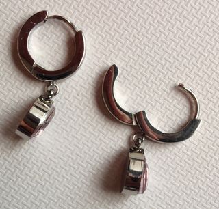 pendientes mujer rosa aro acero lagrima gota