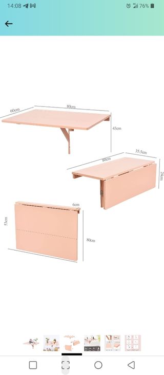 Mesa plegable de pared color salmón