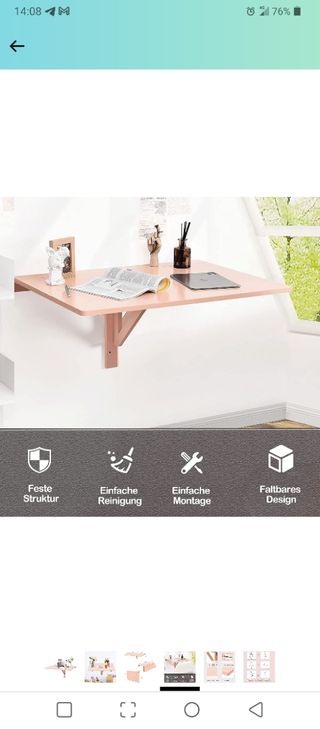 Mesa plegable de pared color salmón