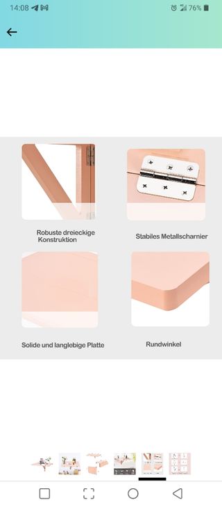 Mesa plegable de pared color salmón