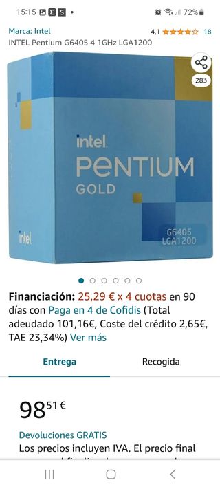 Procesador Intel Pentium G6405