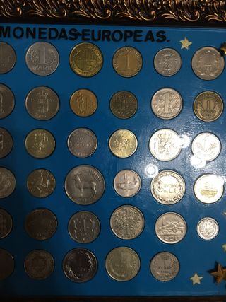 Cuadro colección monedas europeas