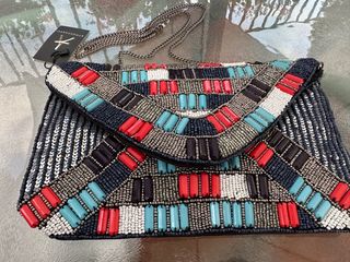 Bolso de fiesta multicolor, pedrería, nuevo