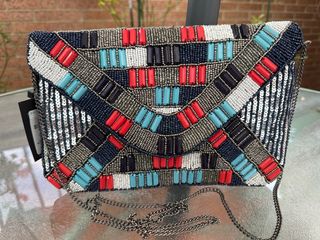 Bolso de fiesta multicolor, pedrería, nuevo