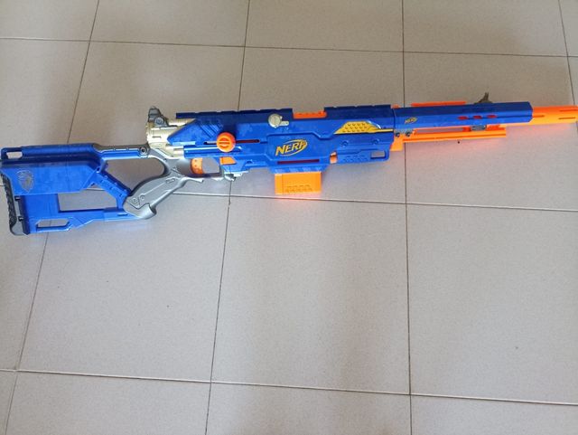 pistola nerf con alargador