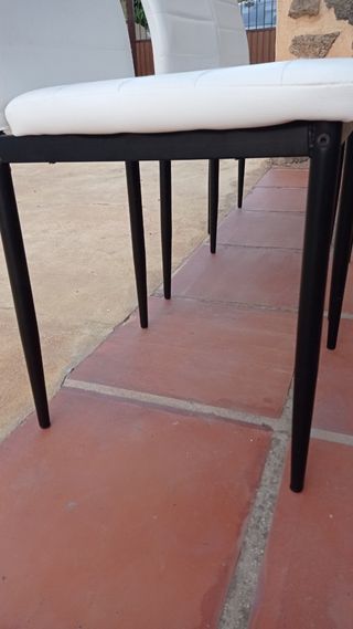 conjunto de sillas de comedor polipiel blancas