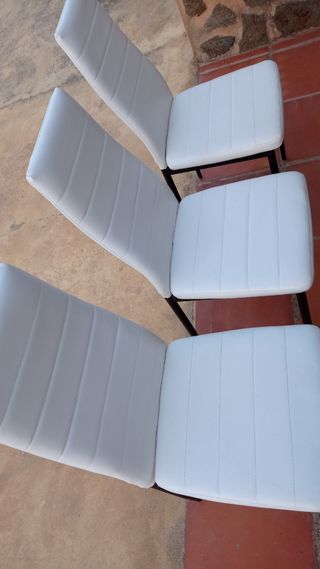 conjunto de sillas de comedor polipiel blancas