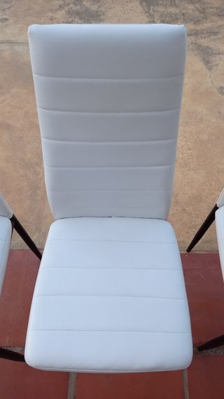 conjunto de sillas de comedor polipiel blancas
