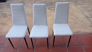 conjunto de sillas de comedor polipiel blancas