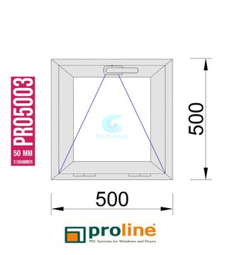 Ventana PVC Oscilante 500x500 Vidrio Mate Blanco