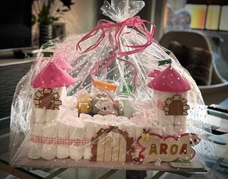 Tarta pañales Castillo Rosa