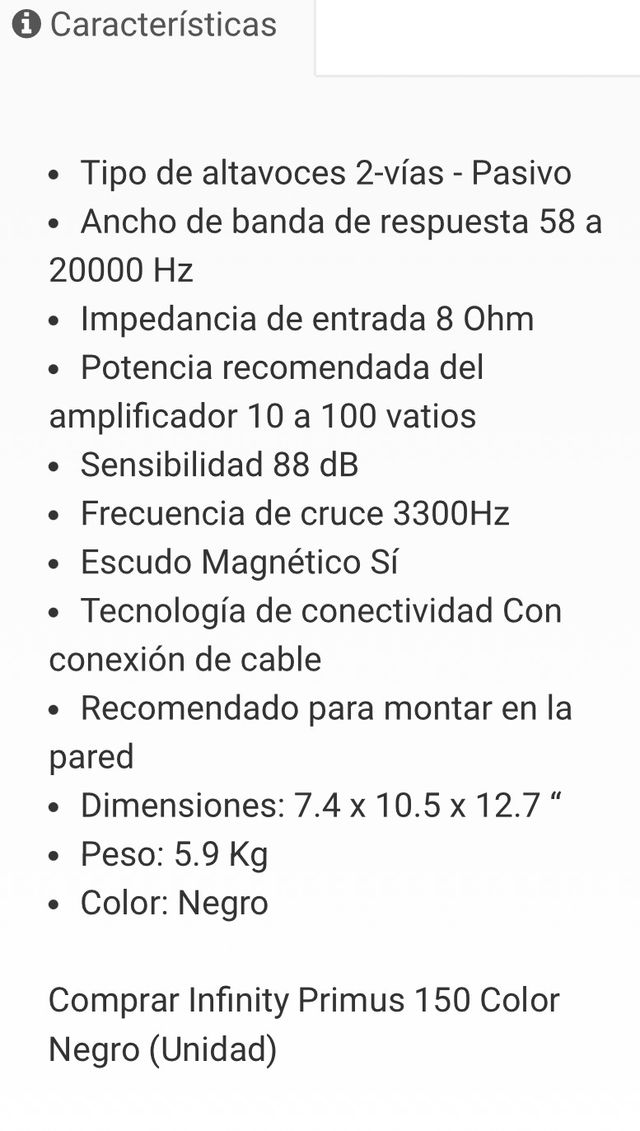 altavoces INFINITY