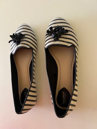 Bailarina tela rayas marineras negro y Blanco