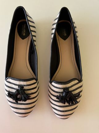 Bailarina tela rayas marineras negro y Blanco