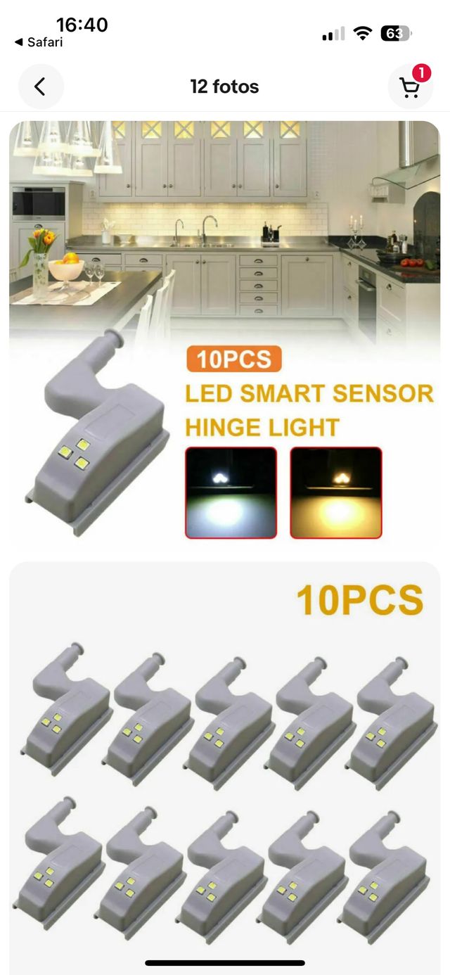 Sensores luz LED armario puerta bisagra cocina