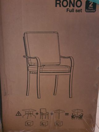 Conjunto mesa, sillas y parasol