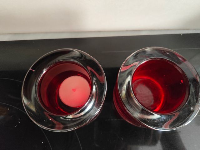 Juego posavelas de cristal grueso