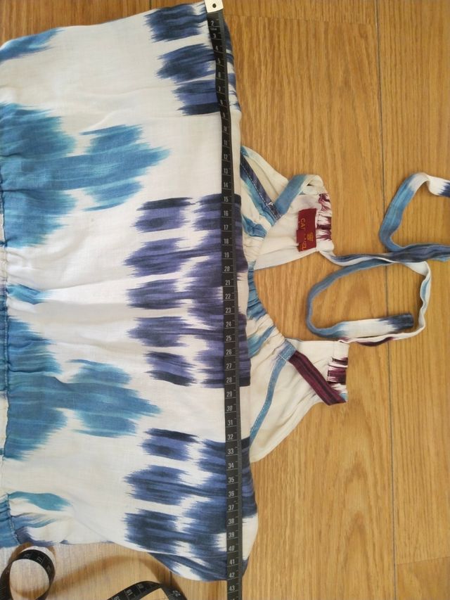 Vestido verano corto de lino blanco estamp. 