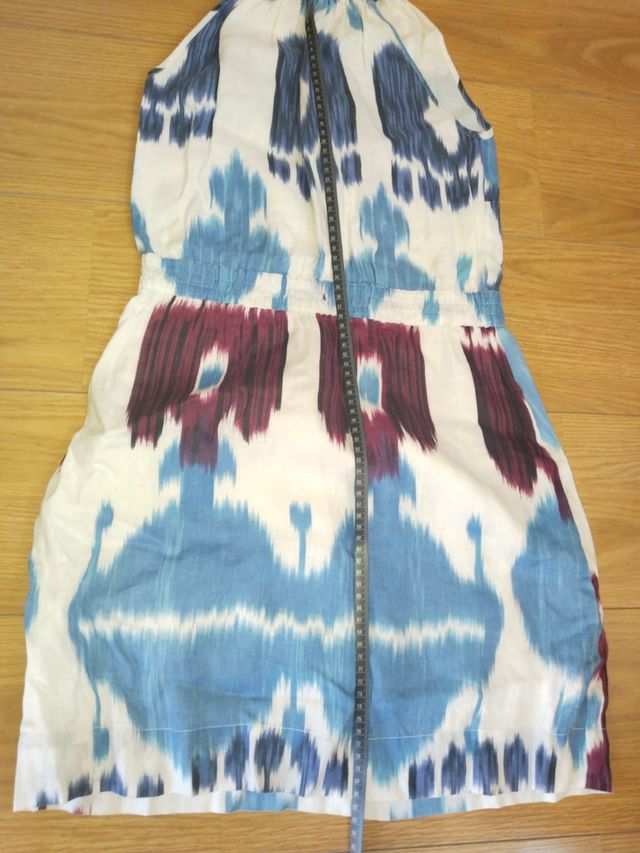 Vestido verano corto de lino blanco estamp. 