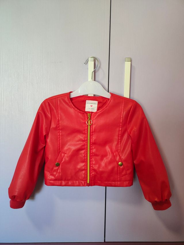 Giacchina in ecopelle rossa 4 anni