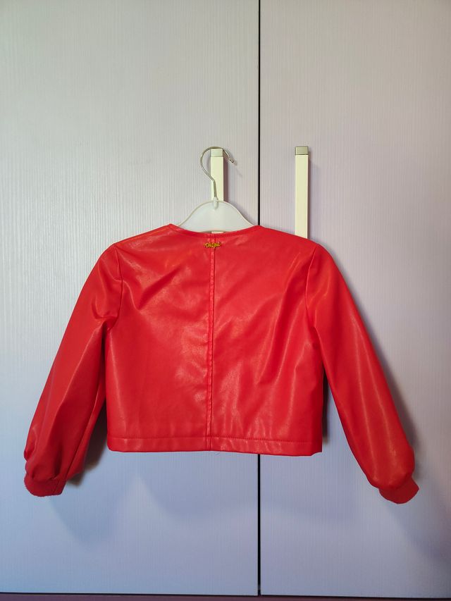 Giacchina in ecopelle rossa 4 anni