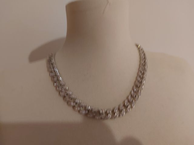 cadena Cubana color Plata con brillantes