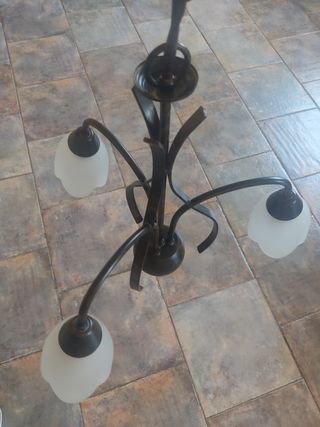 Lámpara de techo 3 tulipas. Bronce.