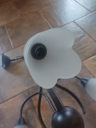 Lámpara de techo 3 tulipas. Bronce.