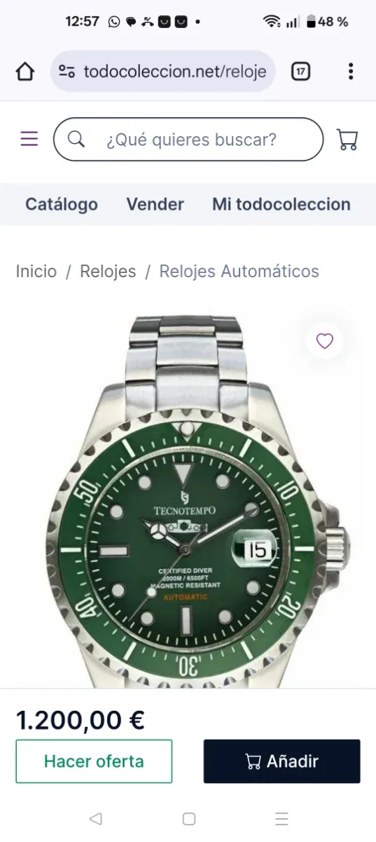 Tecnotempo automático sumergible200mts, seiko nh35