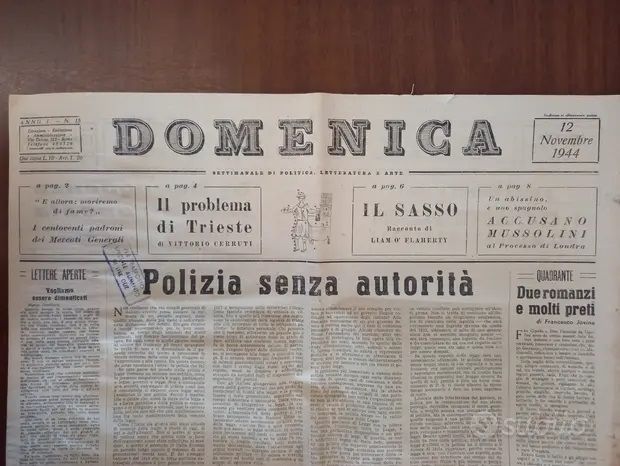 Settimanale "DOMENICA", n°15, 12 Novembre 1944