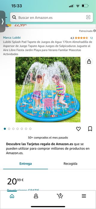 piscina con aspersor d170cm NUEVO