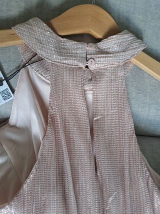 Vestido mini rosa palo con hilo dorado 38