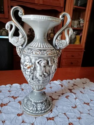 Jarrón ángeles y cisnes vintag