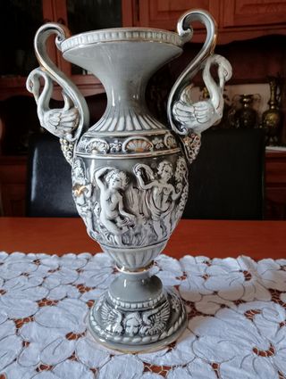 Jarrón ángeles y cisnes vintag