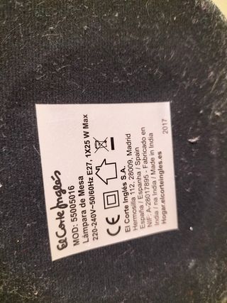 LÁMPARA DE MESA EL CORTE INGLÉS