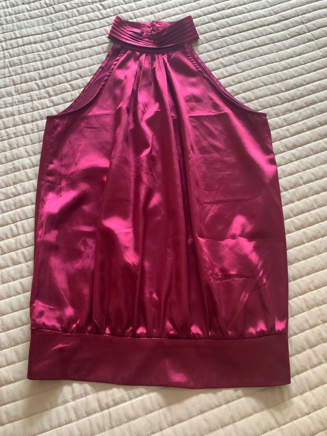 Top halter mujer satén. Moda fiesta