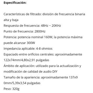 Pareja de Filtros 2Vias para Cajas con 2 Altavoces
