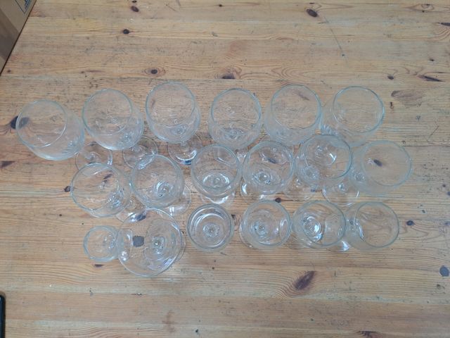 bicchieri in vetro con foglie, 20 pezzi vintage