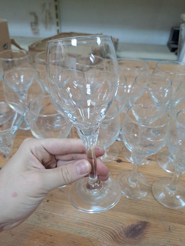 bicchieri in vetro con foglie, 20 pezzi vintage