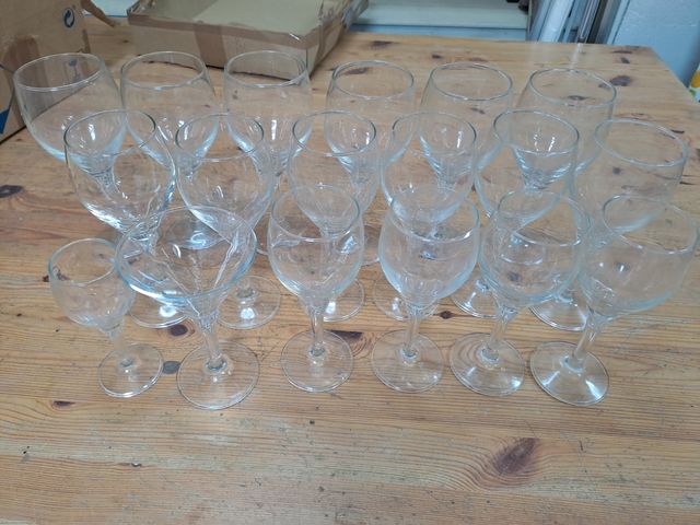 bicchieri in vetro con foglie, 20 pezzi vintage