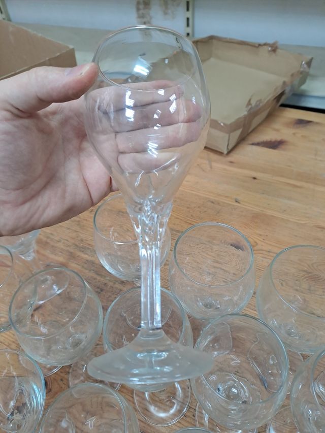 bicchieri in vetro con foglie, 20 pezzi vintage