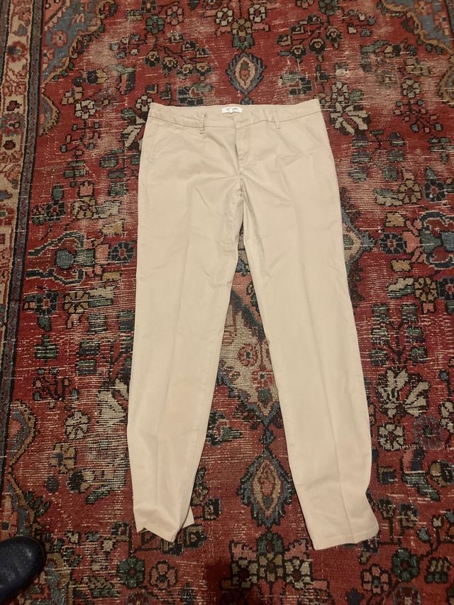 pantaloni cotone beige