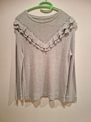 Jersey volantes gris claro ZARA