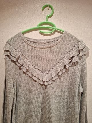 Jersey volantes gris claro ZARA