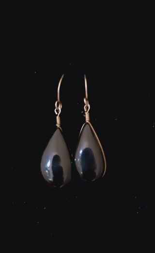 Pendientes gota negro/plateado