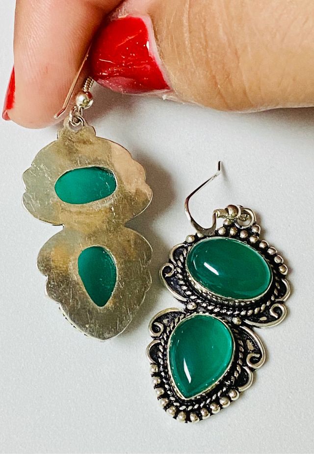 Pendientes con Agatas verdes en plata de ley 925