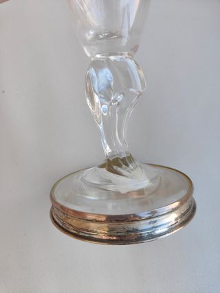 Florero cristal base de plata