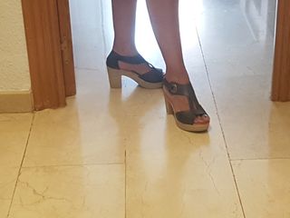 zapatos azules de piel