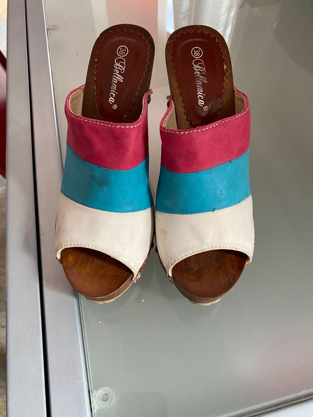 Zoccoli bianco/fucsia /azzurro